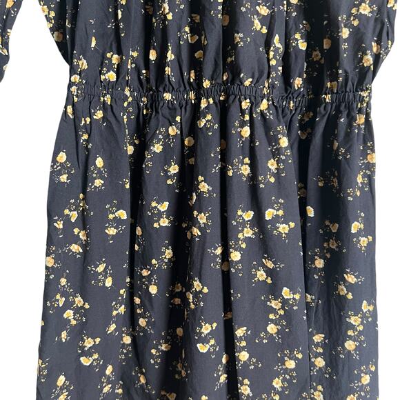 Rails Sal Black Floral Print Button Front Long Sleeve Midi Dress Size XS - Picture 12 of 16